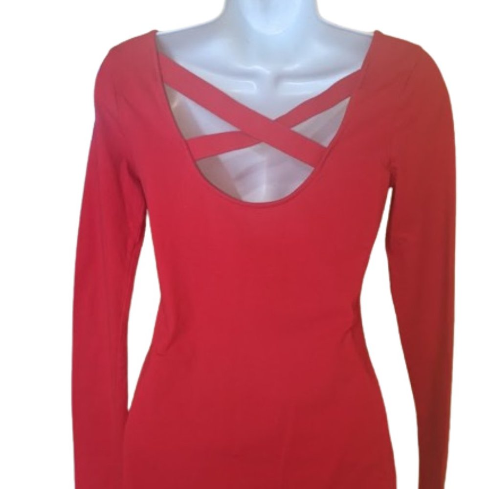 ---  Red Long Sleeve Dreess Fits Small